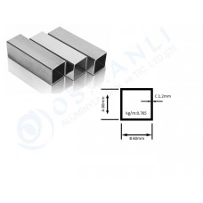 Alüminyum Kutu Profil 60mmx   60mm Et Kalınlık 1.2mm